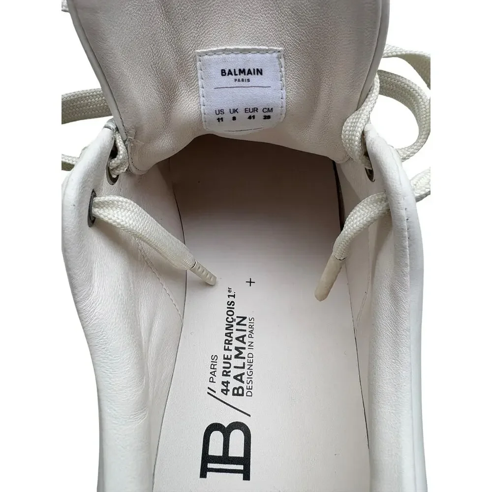 Balmain B-Court White Calfskin Leather Sneakers Women’s 11 NIB